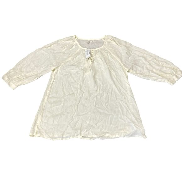 Maurices 3/4 Sleeve Peasant Top Size Small Cream Rayon Sheer Blouse MSRP: $29 - Picture 1 of 13